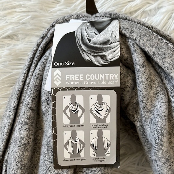 FREE COUNTRY Women’s convertible scarf in Heather gray One size - Picture 4 of 9